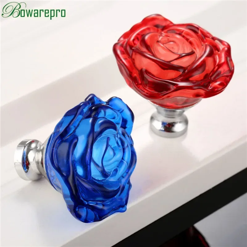 Kitchen Baking Cabinet - bowarepro 50MM Crystal Rose Glass Handle