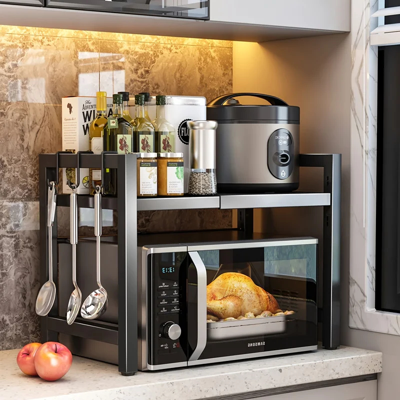Kitchen Baking Rack - Expandable Microwave Shelf, Microwave Holder with