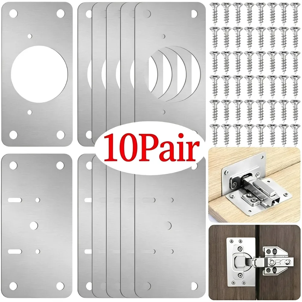 Kitchen Baking Cabinet - 10/1Pairs Hinge Repair Plate Kitchen Cabinet