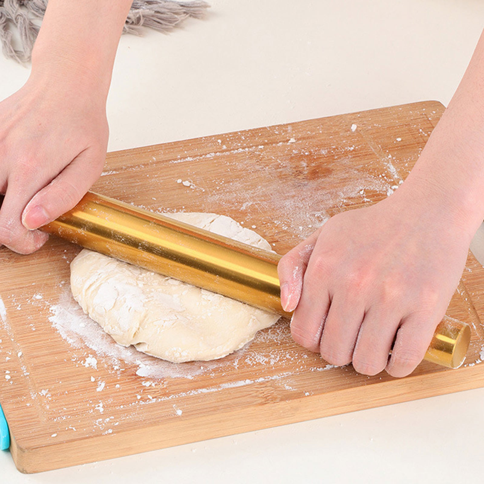Kitchen Baking Ware - Gold Rolling Pin Baking Tool Cookies