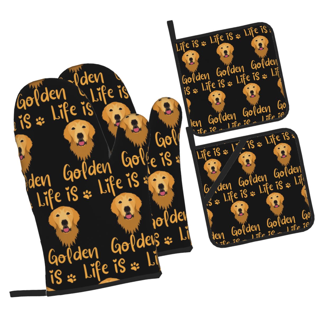 Kitchen Baking Quotes - GOLDEN RETRIEVER Quote Oven Mitts and