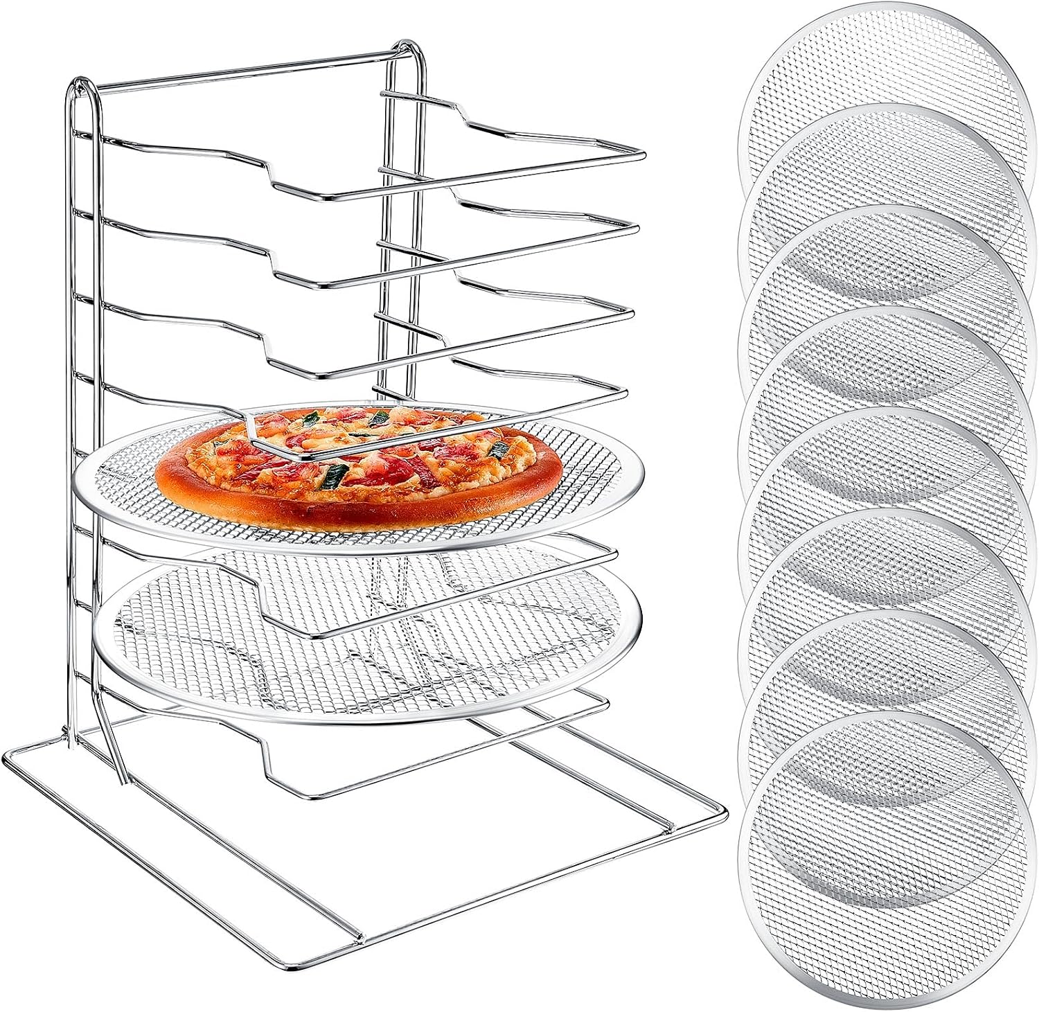Pizza Rack 8 Tiered Stand With - Kitchen Baking Pan Set ulasan dan harga