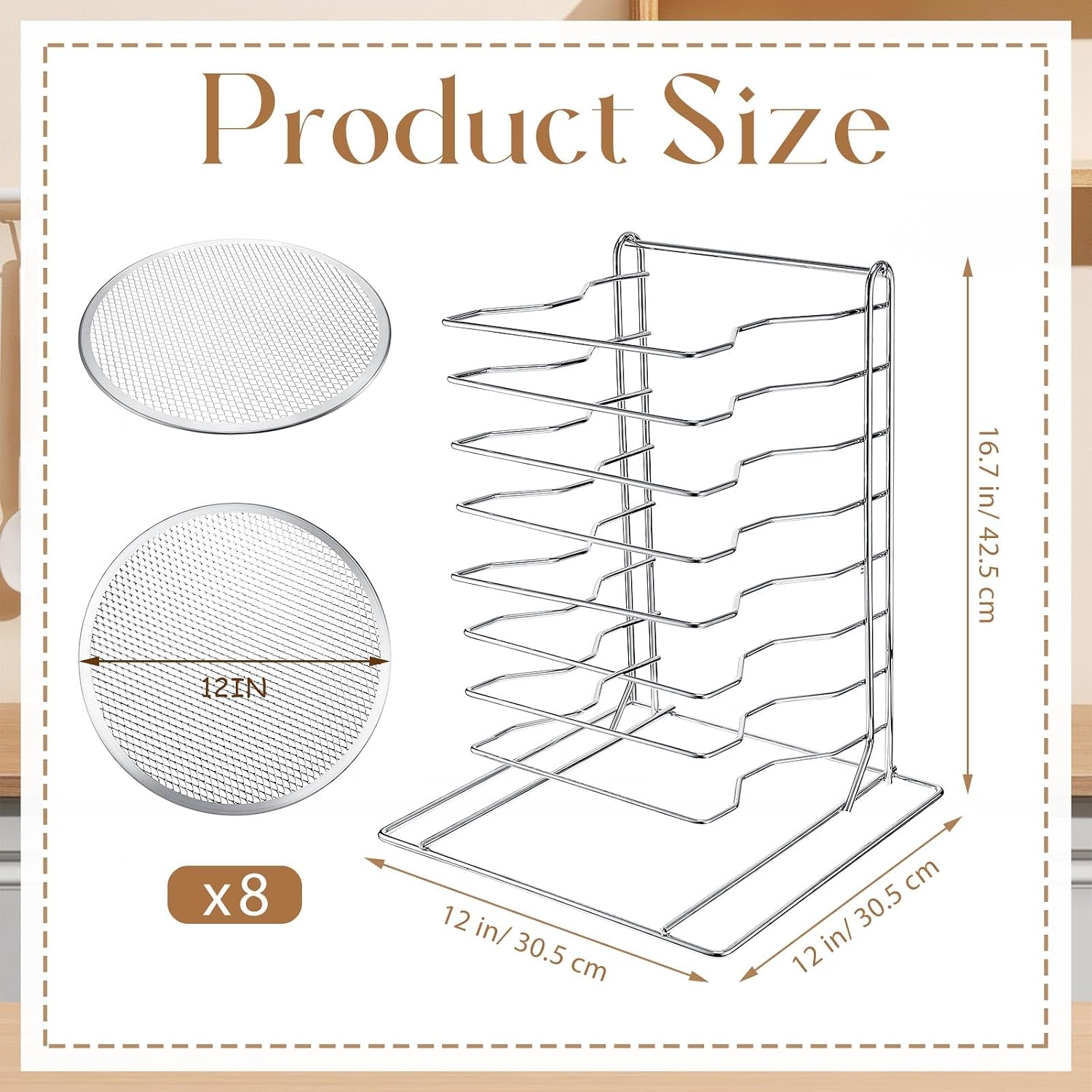 Pizza Rack 8 Tiered Stand With - Kitchen Baking Pan Set ulasan dan harga