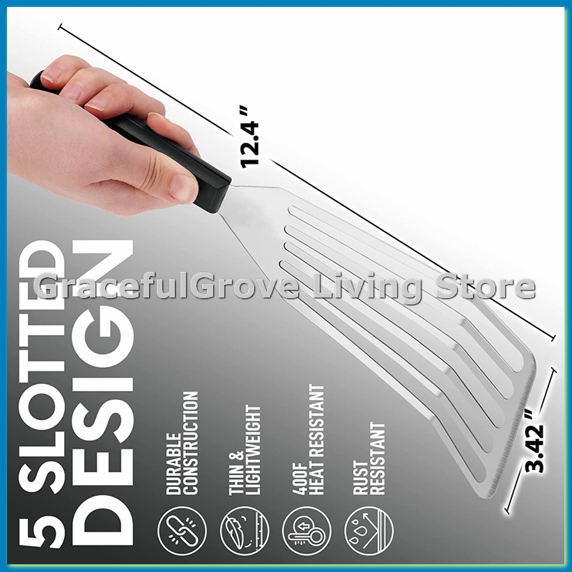 12.4Inch Fish Spatula- Slotted - Offset Spatula Set ulasan dan harga