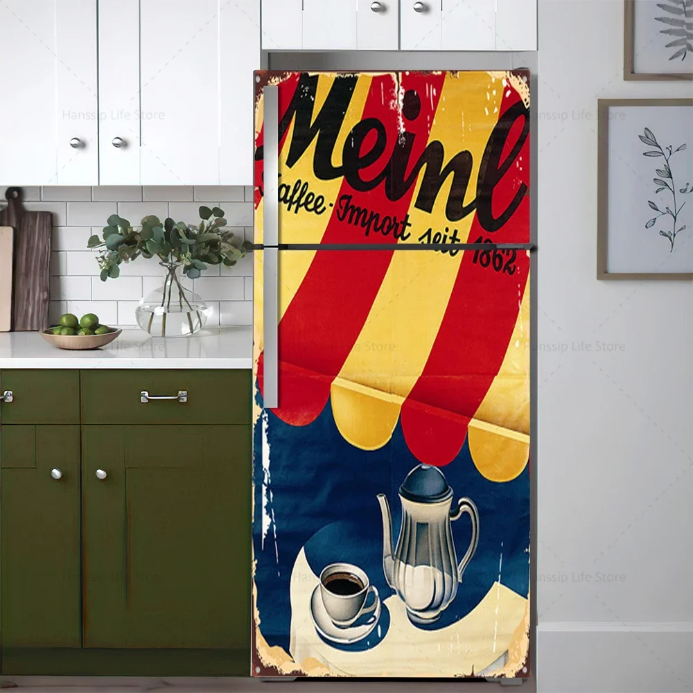 Retro Coffee Background Fridge - Kitchen Baking Cabinet ulasan dan harga