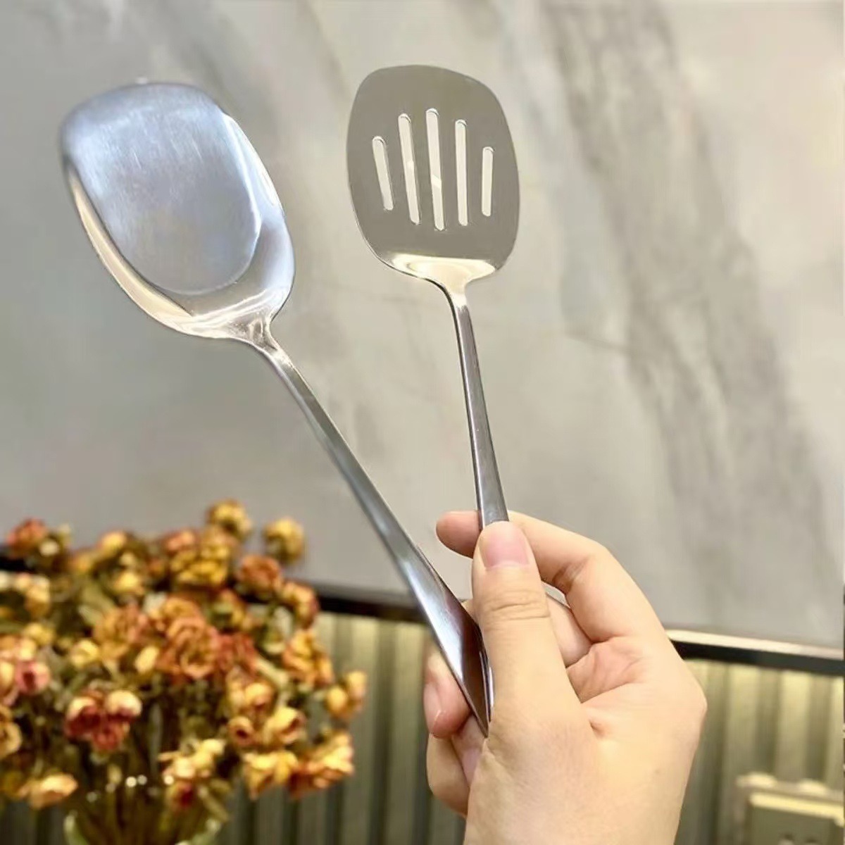 Food Grade Stainless Steel Wok - Offset Spatula Set ulasan dan harga