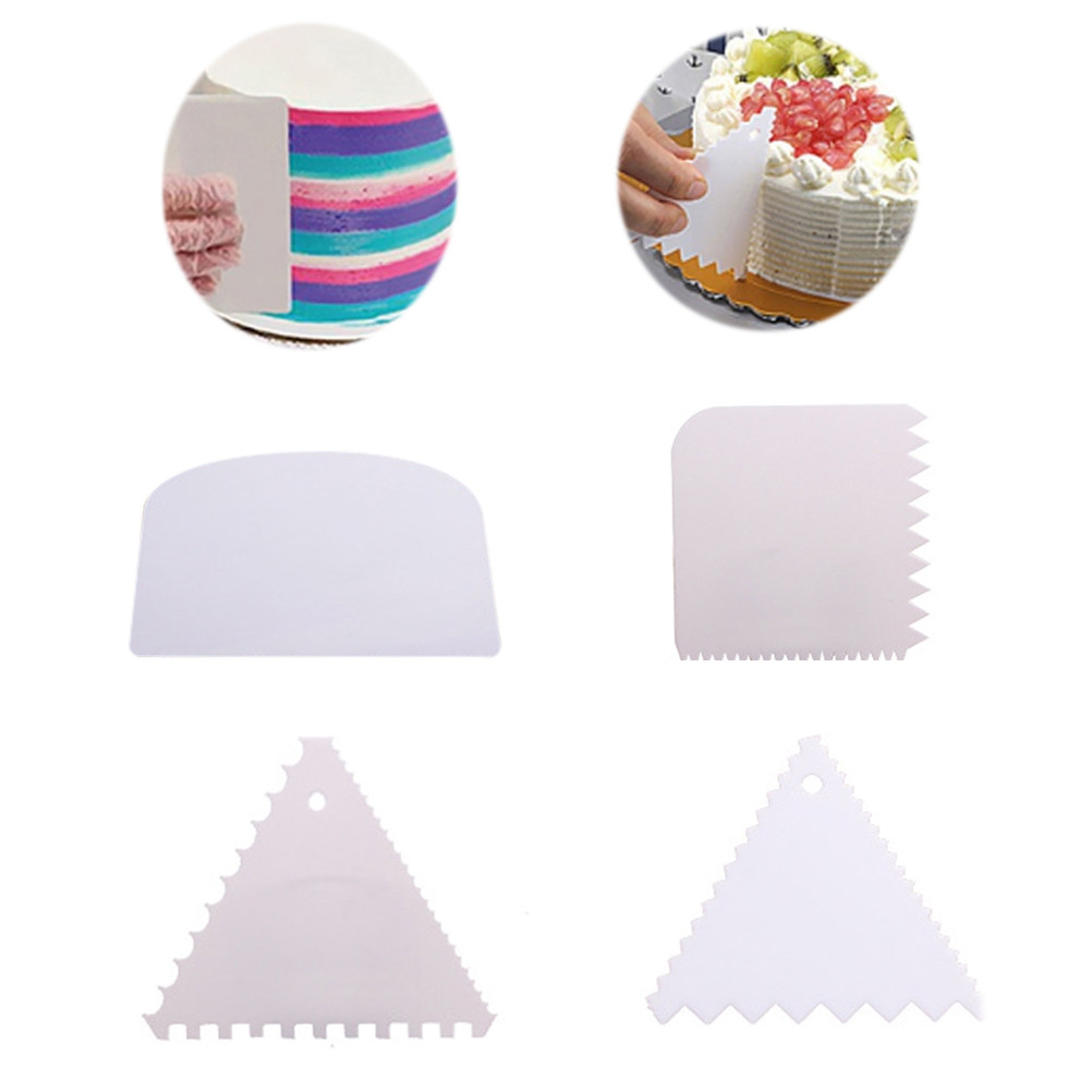 4Pcs Cake Scraper Set White Pl - Fondant Smoother Set ulasan dan harga