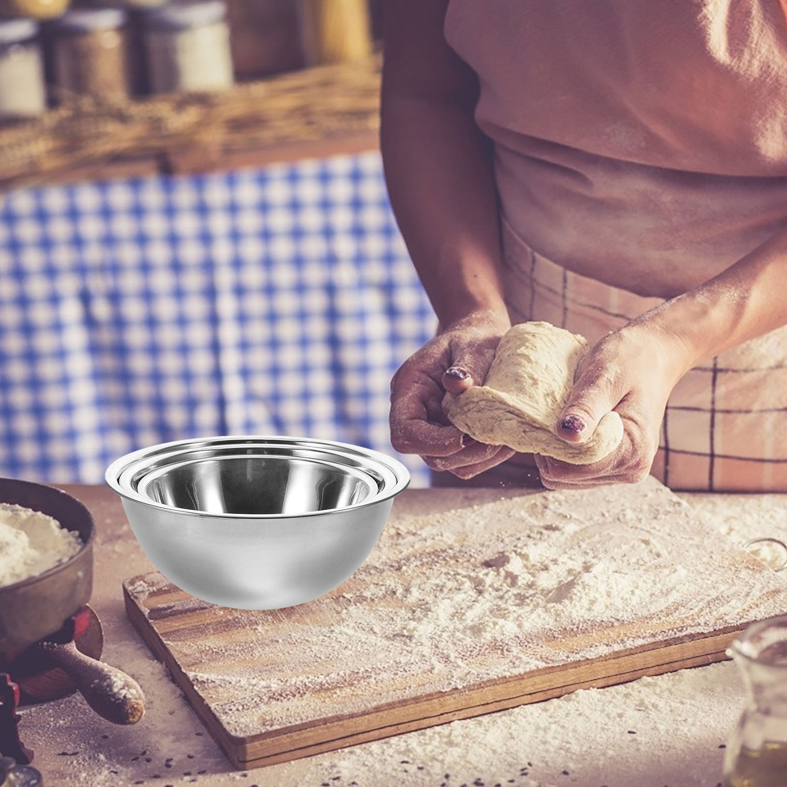 3Pcs Stainless Steel Mixing Bo - Baking Kitchen Set ulasan dan harga