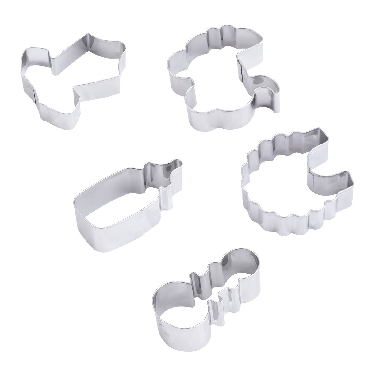 5Pcs Cookie Cutter Set Stainle - Baking Kitchen Set ulasan dan harga