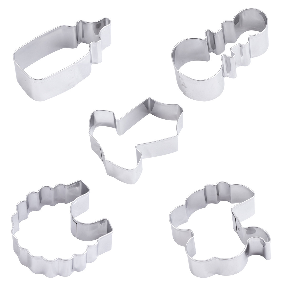 5Pcs Cookie Cutter Set Stainle - Baking Kitchen Set ulasan dan harga