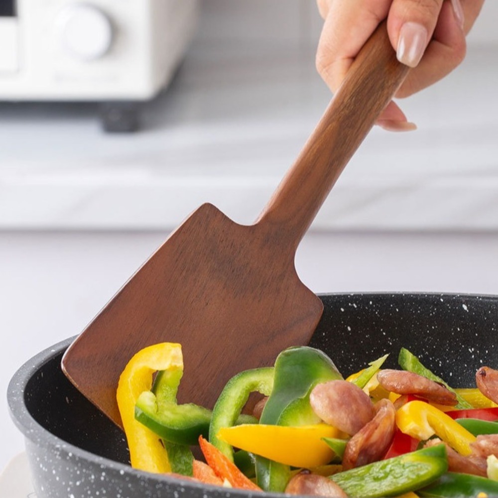 34cm Solid Wood Cooking Spatul - Offset Spatula Set ulasan dan harga